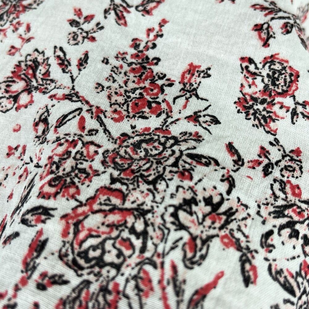 Max Studio Floral Cotton Blouse XS Puff Sleeve Ruffle Collar Cottagecore - Picture 13 of 14